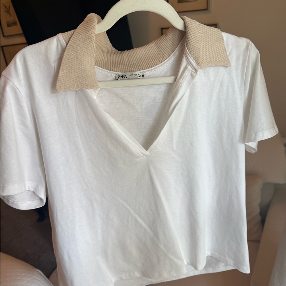 Zara Cream and White Top